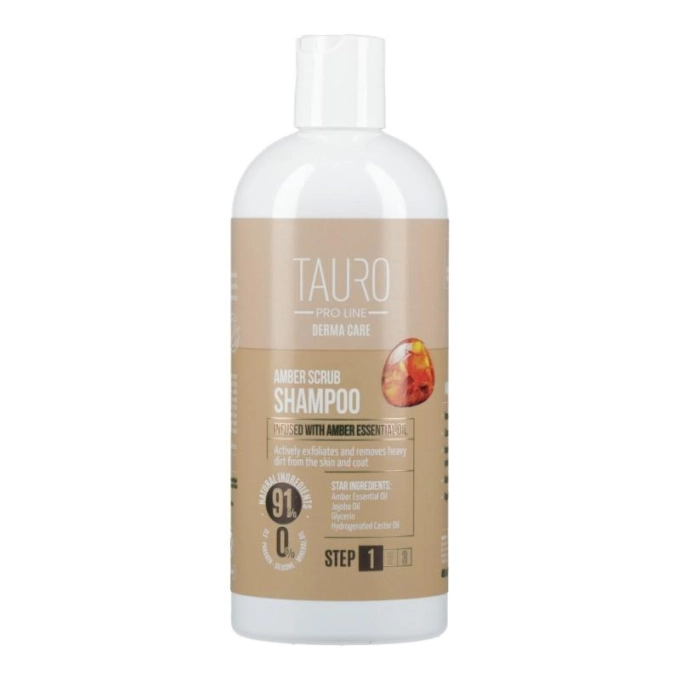 TAURO PRO LINE Derma Care Amber Scrub Shampoo für Hunde und Katzen, Peelingshampoo für Hunde und Katzen 400 ml