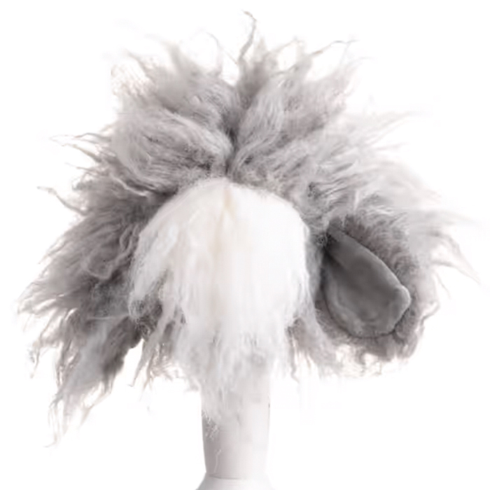 Mr. Jiang Model Hundekopfhaar Lamm – Ersatzhaar Grau mit weißer Schnauze