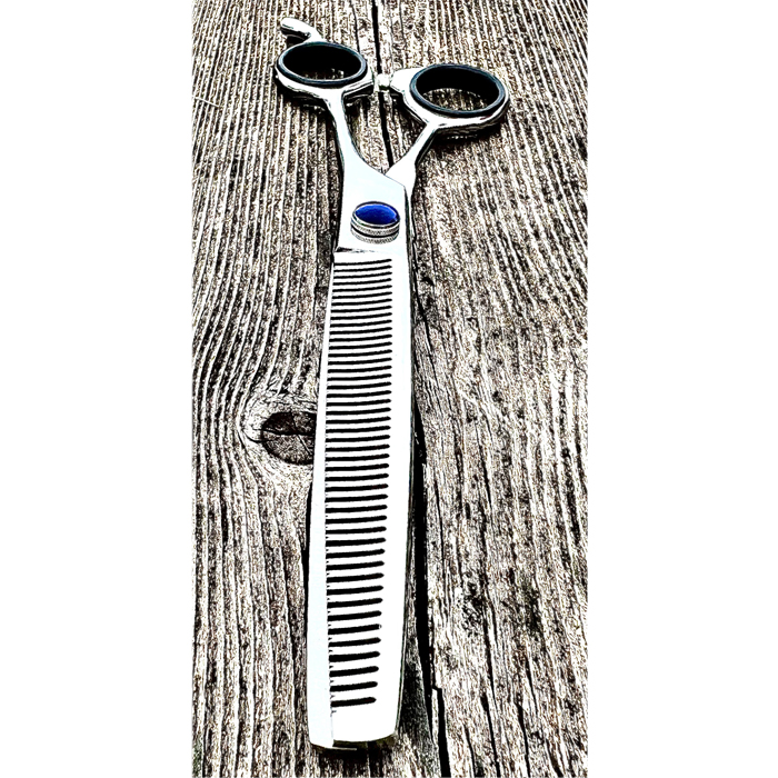 Pudelhaus Modellierschere 8,5 Zoll einseitig mit 46 Zähnen Silber – Bild 5