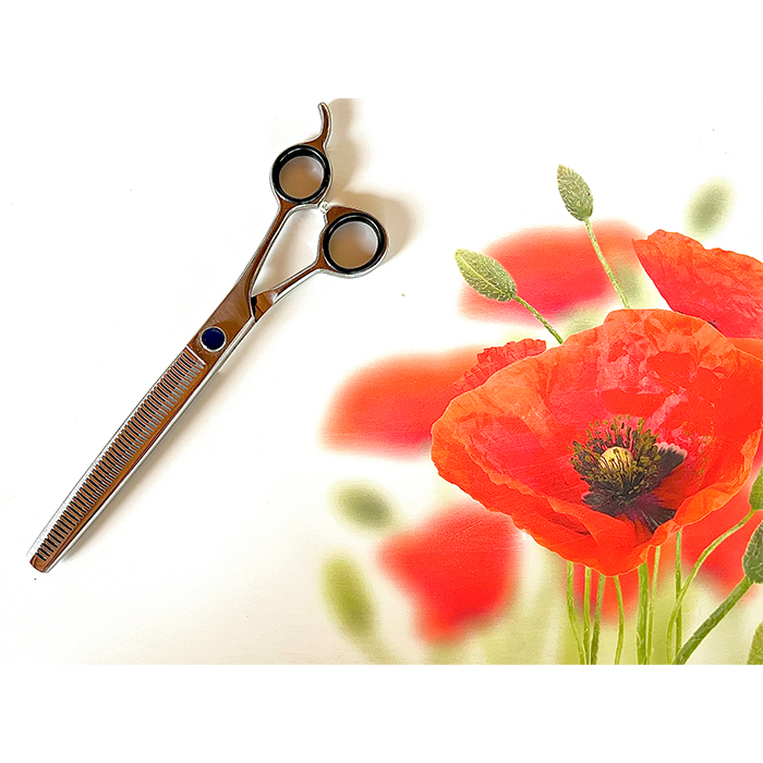 Pudelhaus Modellierschere 8,5 Zoll einseitig mit 46 Zähnen Silber